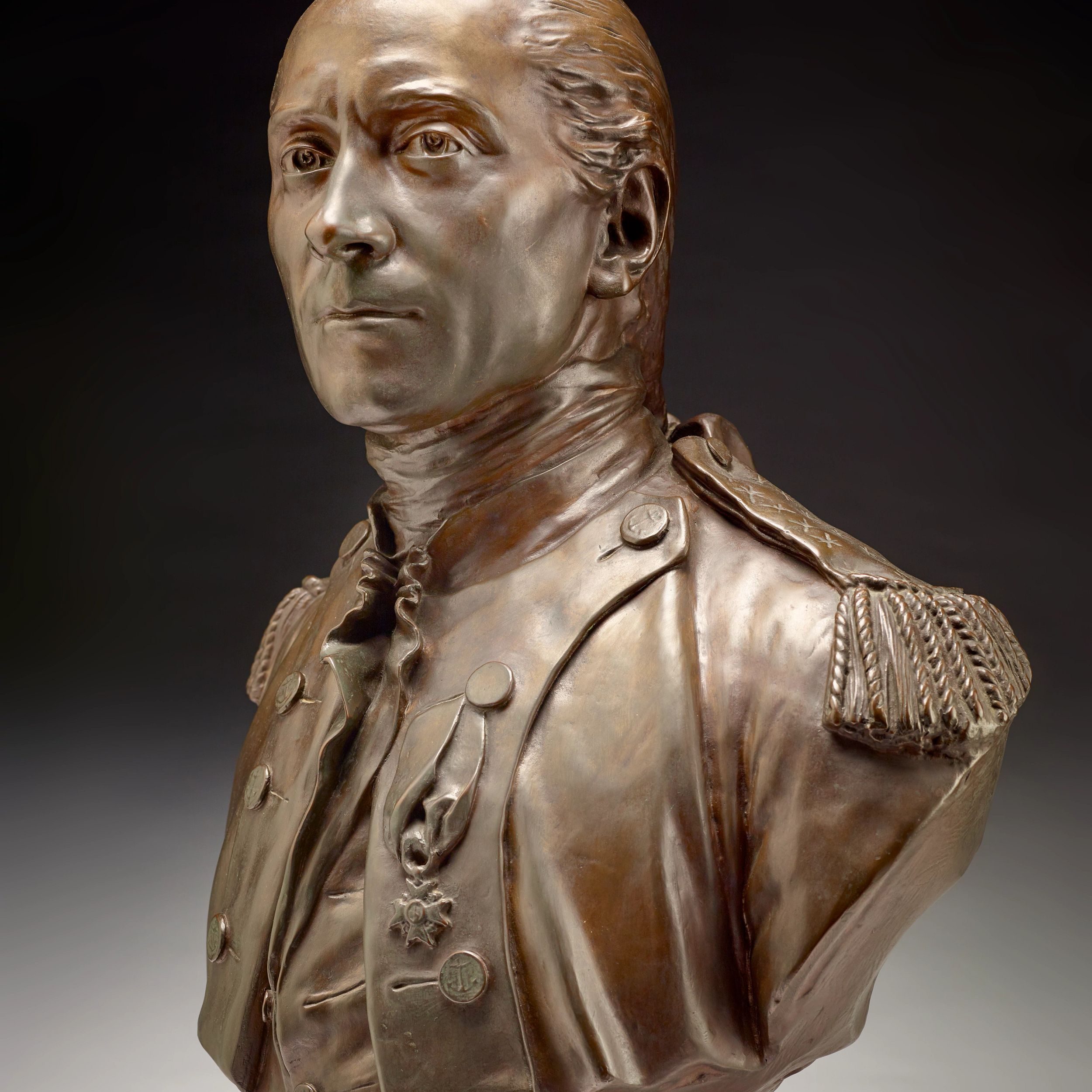 Bronze statuary bust of John Paul Jones.
