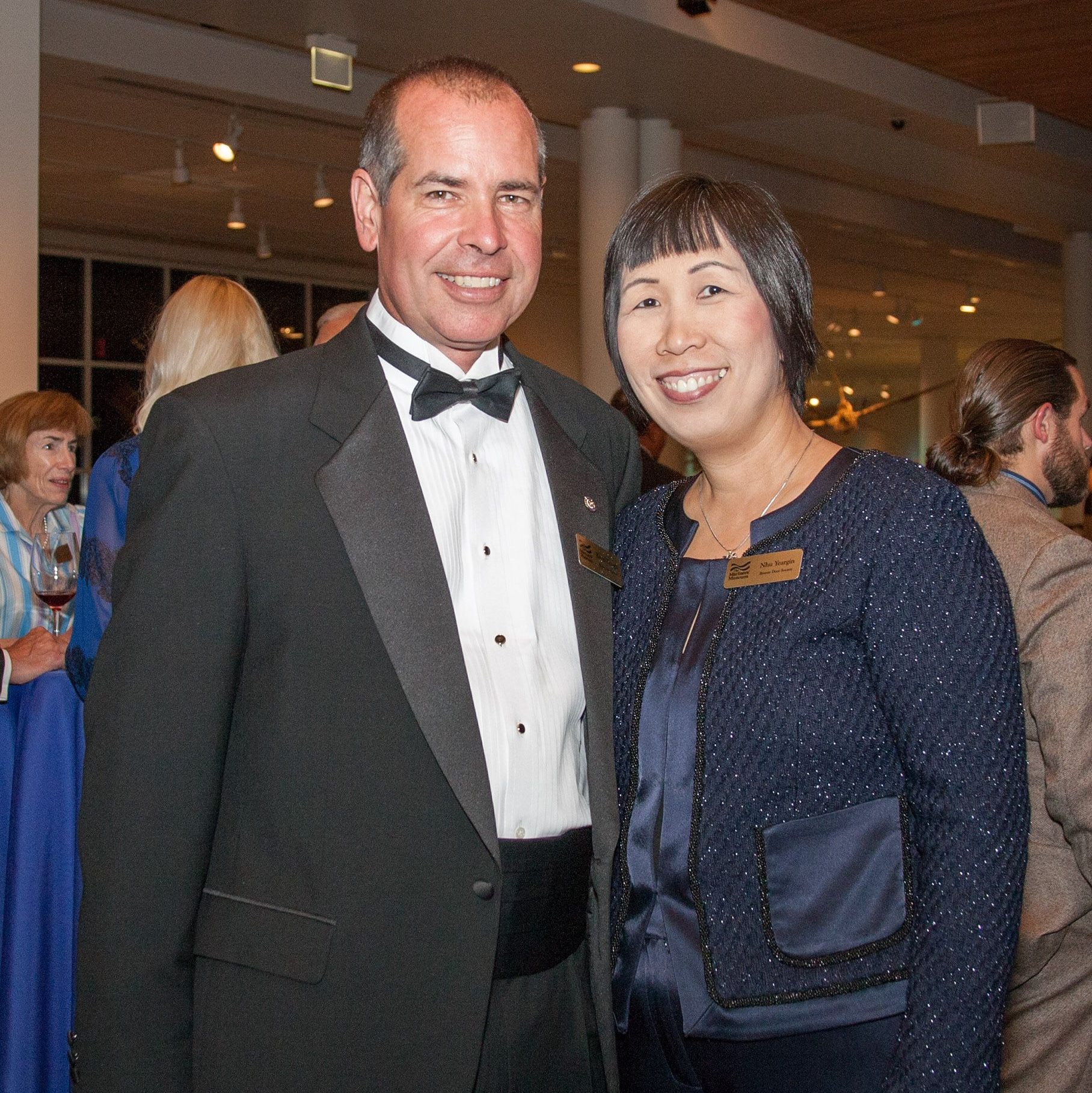 Bronze Door member Nhu Yeargin with her husband in The Mariners' Main Lobby for a special event.