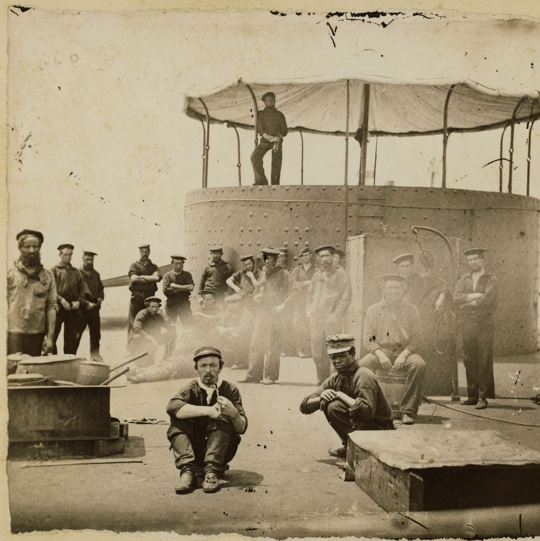 Soilders aboard the USS Monitor.