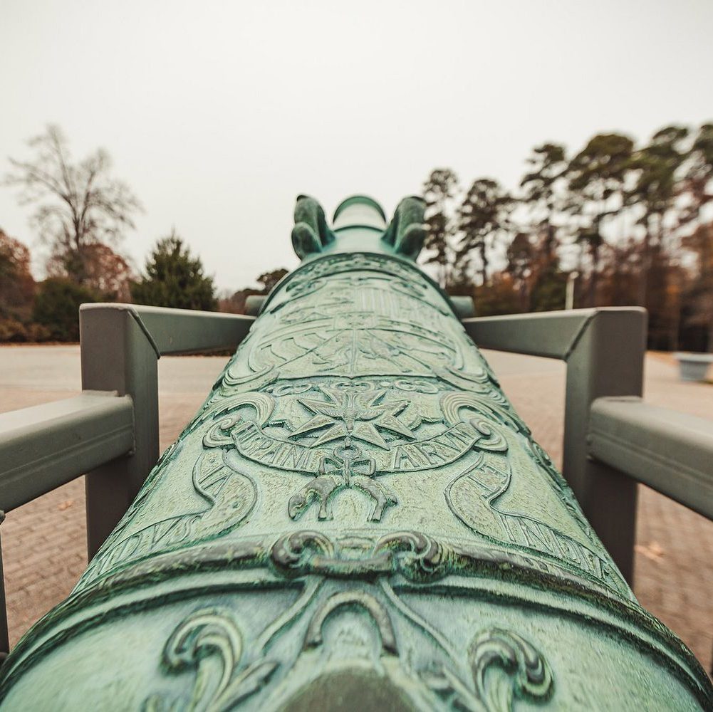 Close up of ornate Portuguese canon.