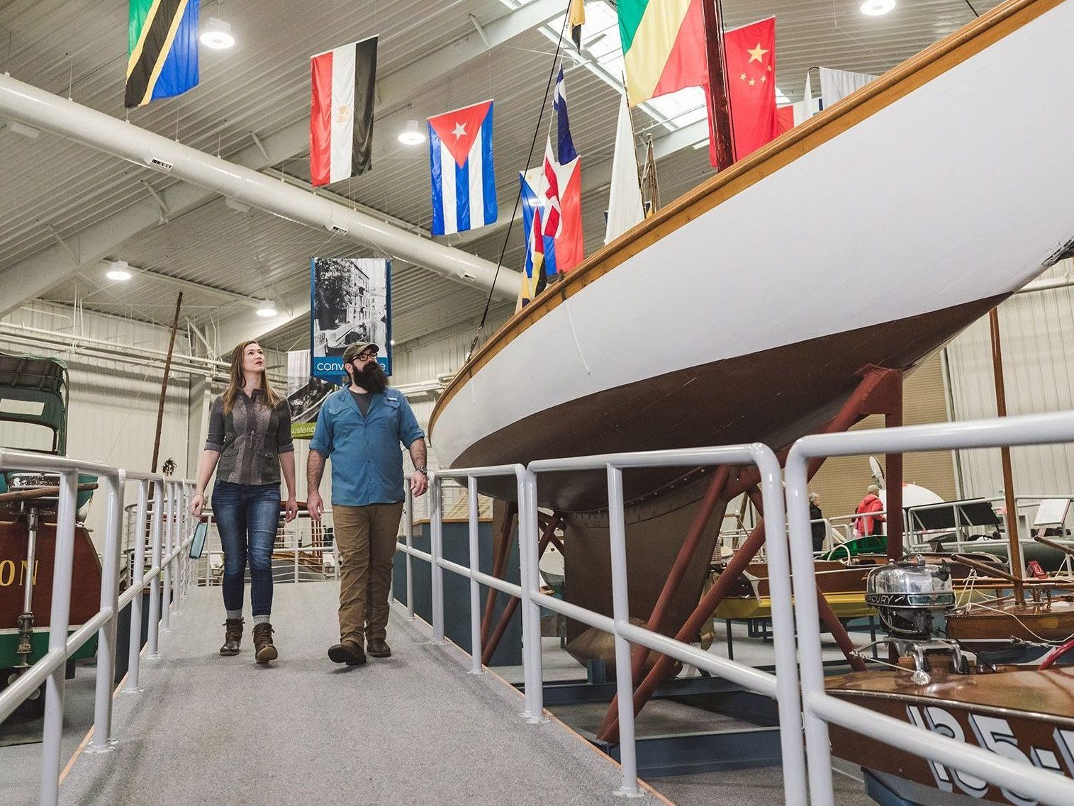 Young couple walking through the International Small Craft Center.