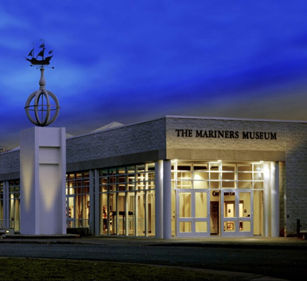 Front of Museum at night.