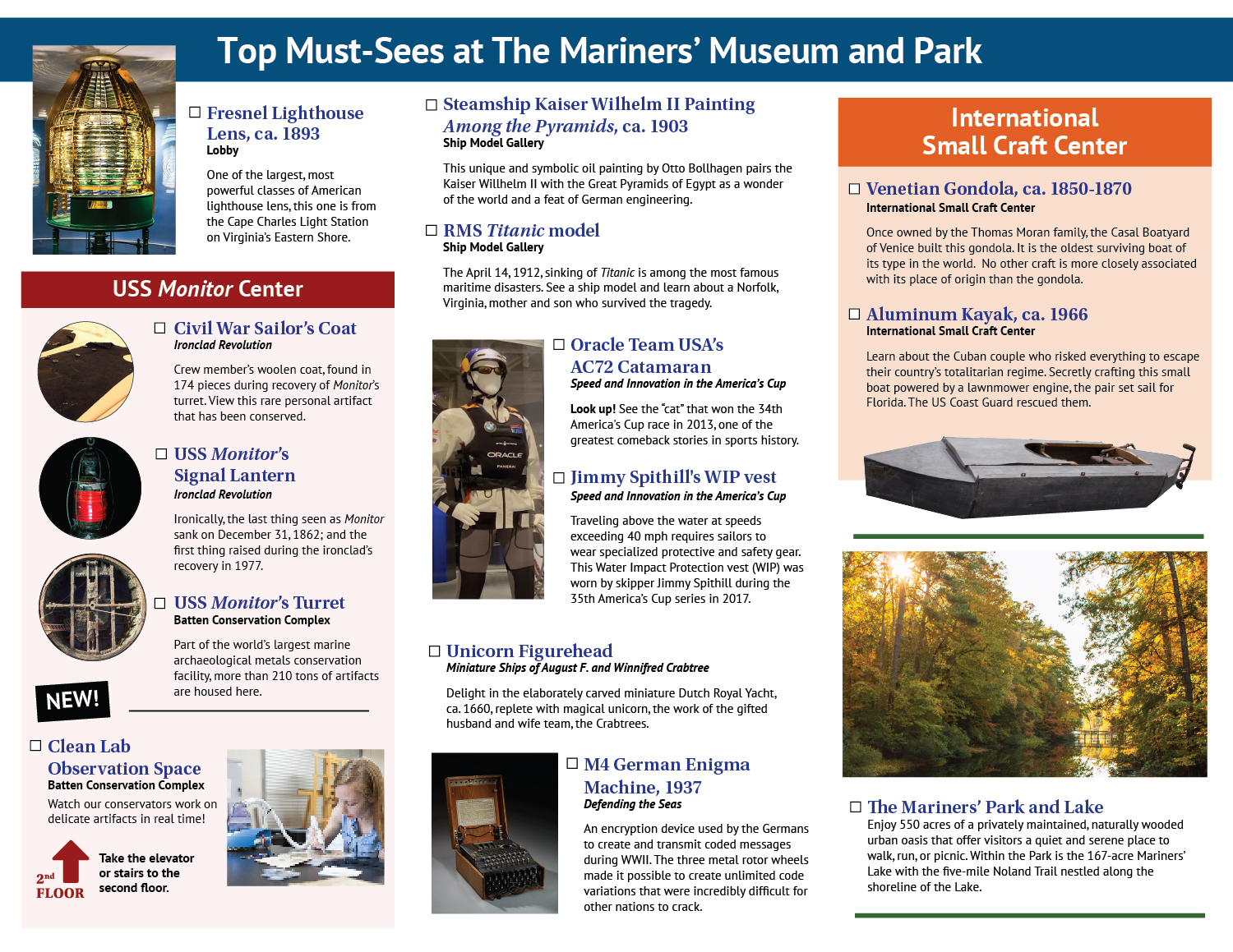 Flyer: Top Must Sees at The Mariners' Museum and Park