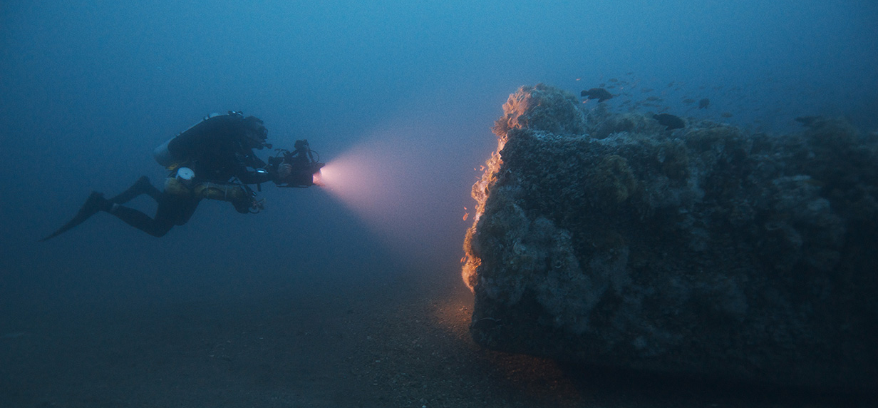 Diver on USS Monitor’s wreck site .