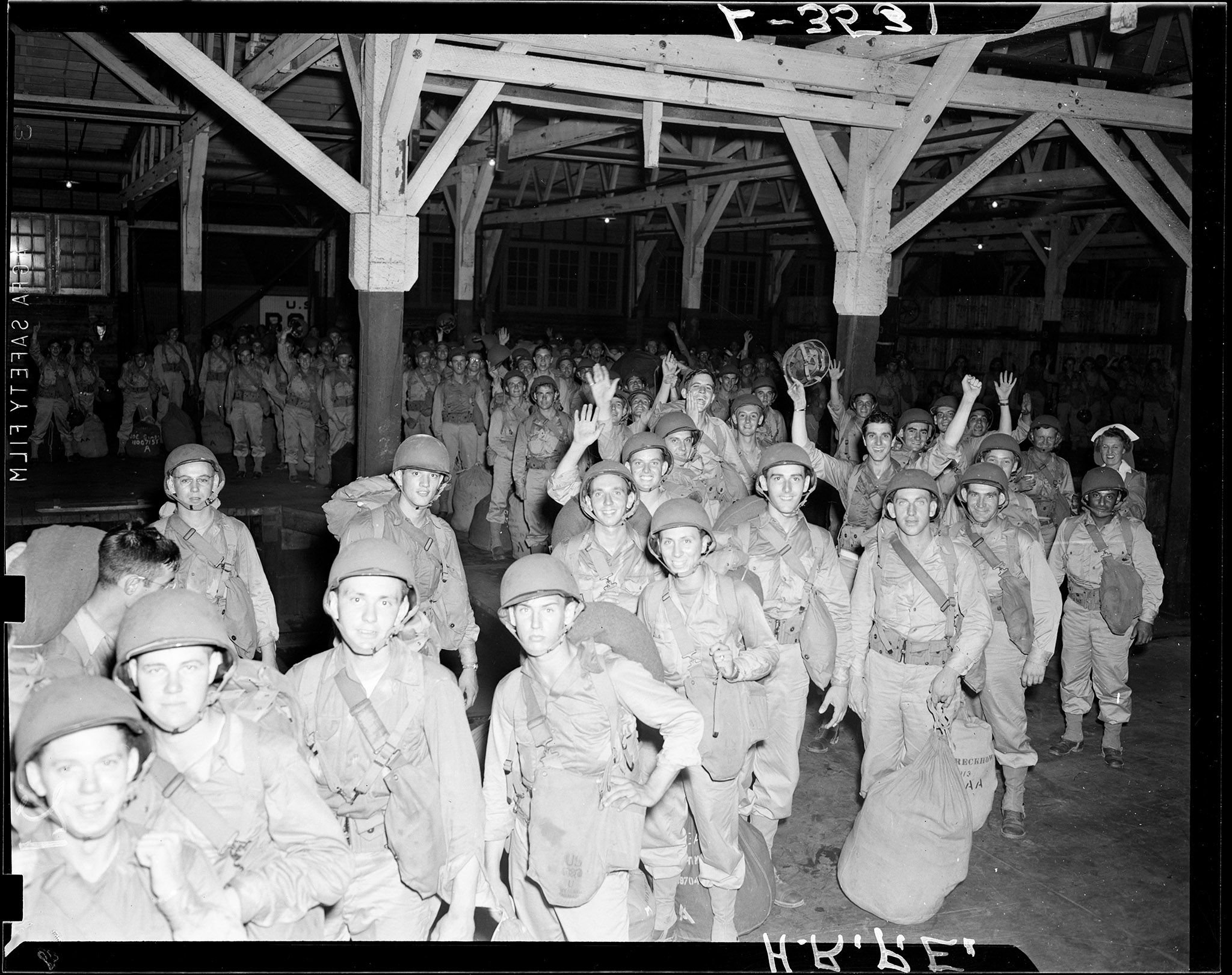 Troops waiting on Pier 6 at Hampton Roads Port of Embarkation.