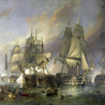 Painting of the Battle of Trafalgar.