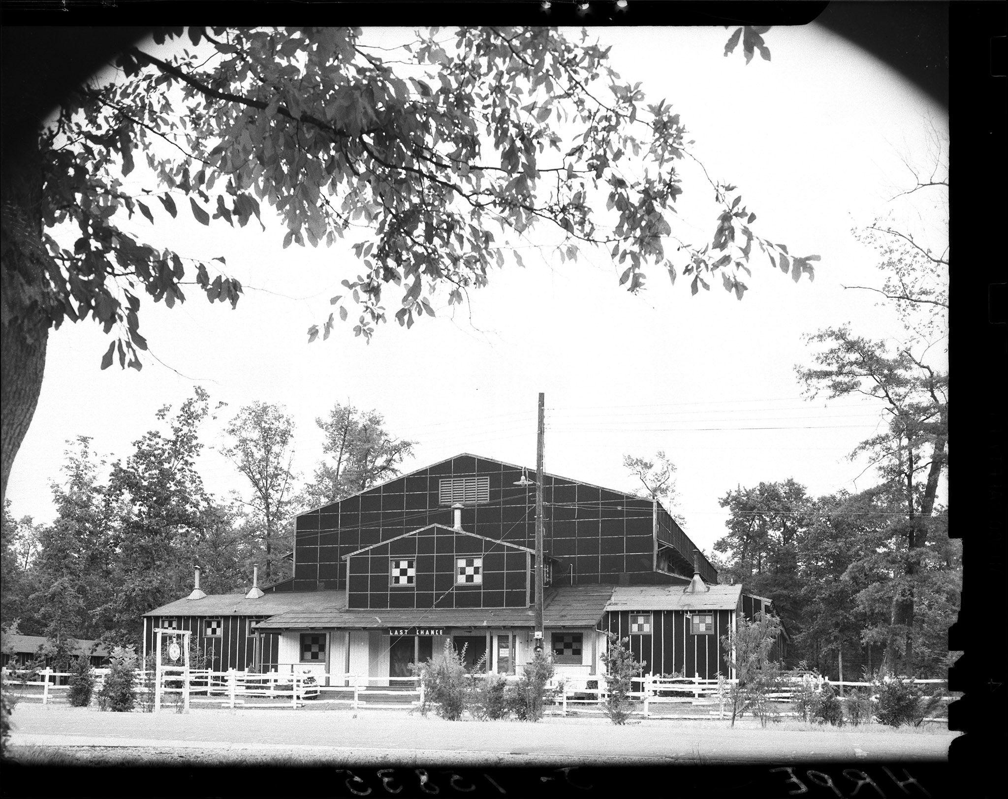 The exterior of Last Chance, shaped almost like a barn.