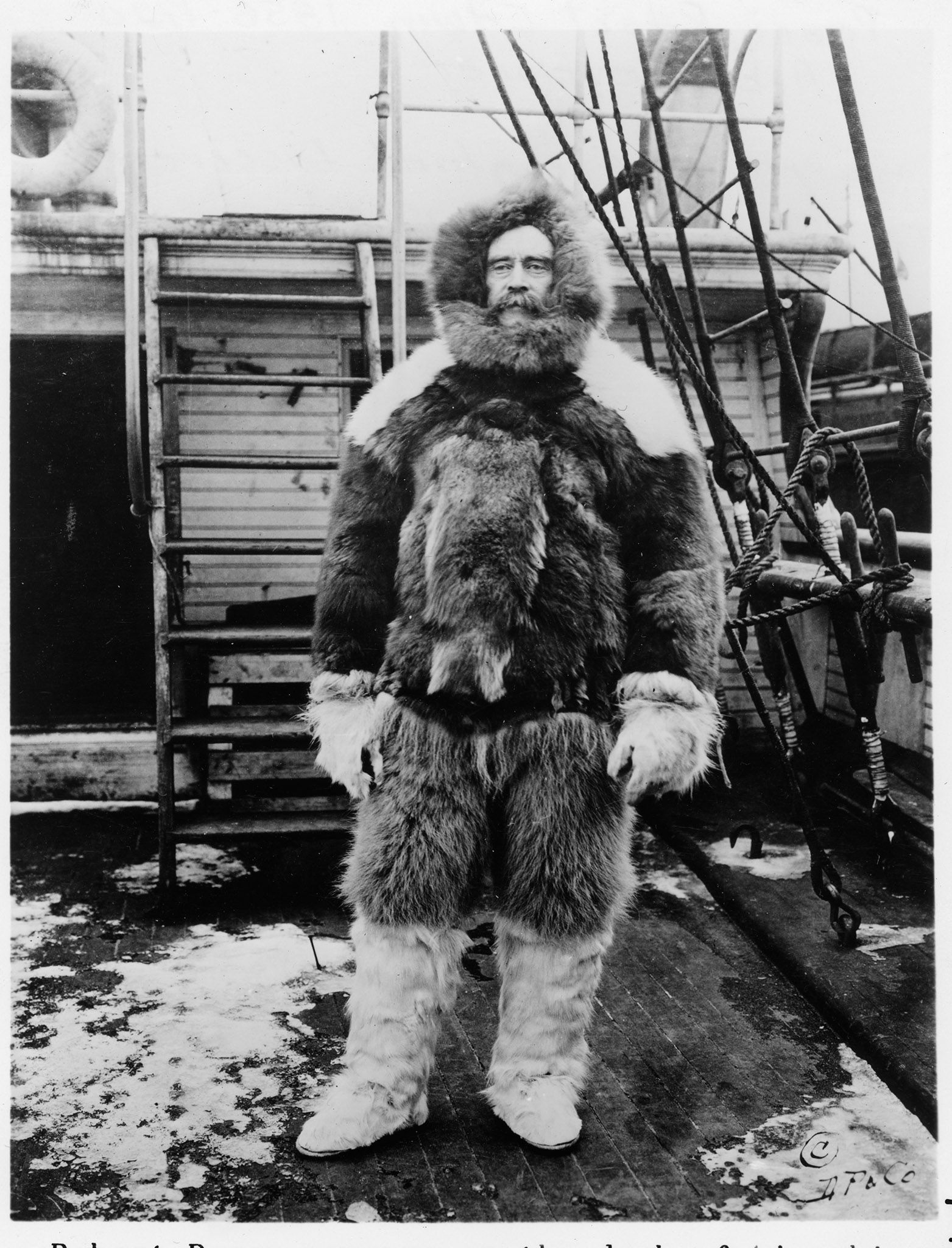 Admiral Robert Peary in his Arctic fur gear.