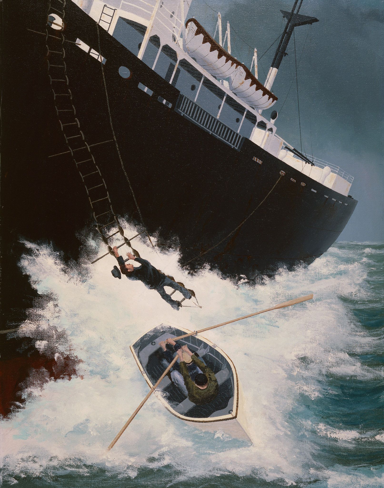 Boarding a Liberty Ship, 1947, Brian Hope. 1980, Acrylic on Canvas.