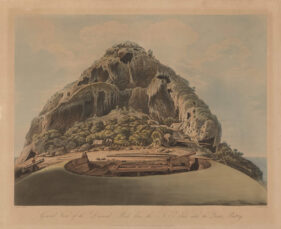 General View of the Diamond Rock from N.E. Side, with the Queen's Battery.