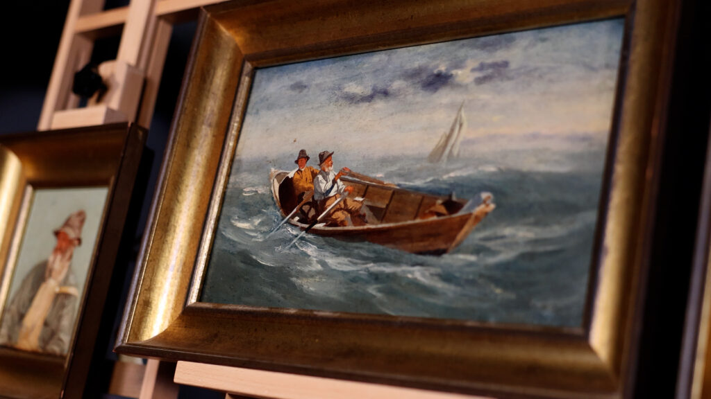 Painting of Fishermen in a Dory