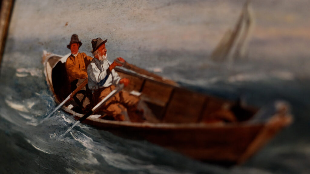 Painting of Fishermen in a Dory,