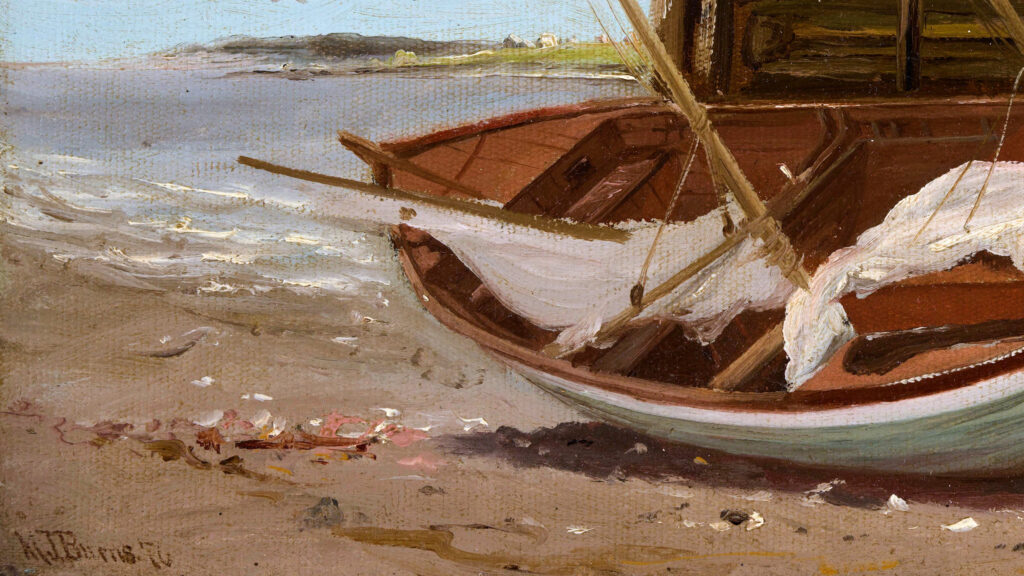 Detail of Beached Boat Near Dock,