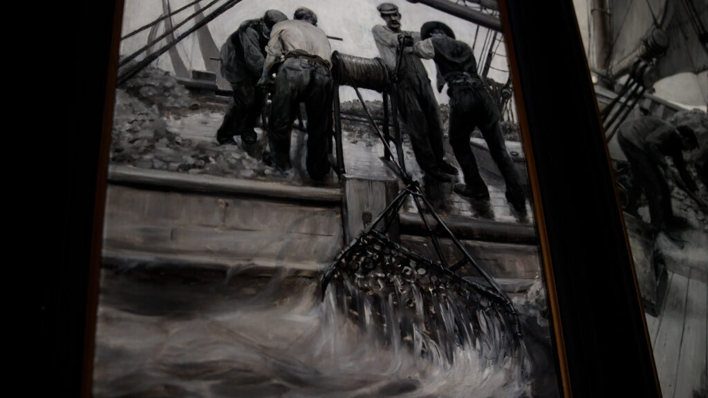 Detail of the painting showing a close-up of the dredging.