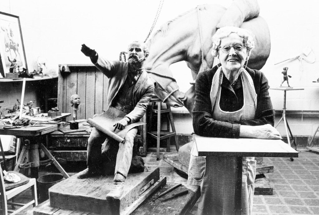 Anna Hyatt Huntington in the studio