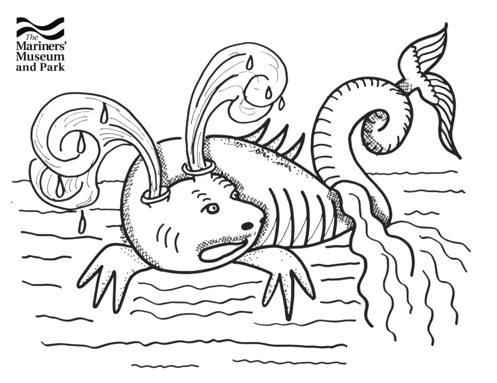 coloring page of a sea monster
