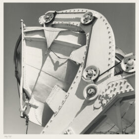 black and white image of an abstract piece of art