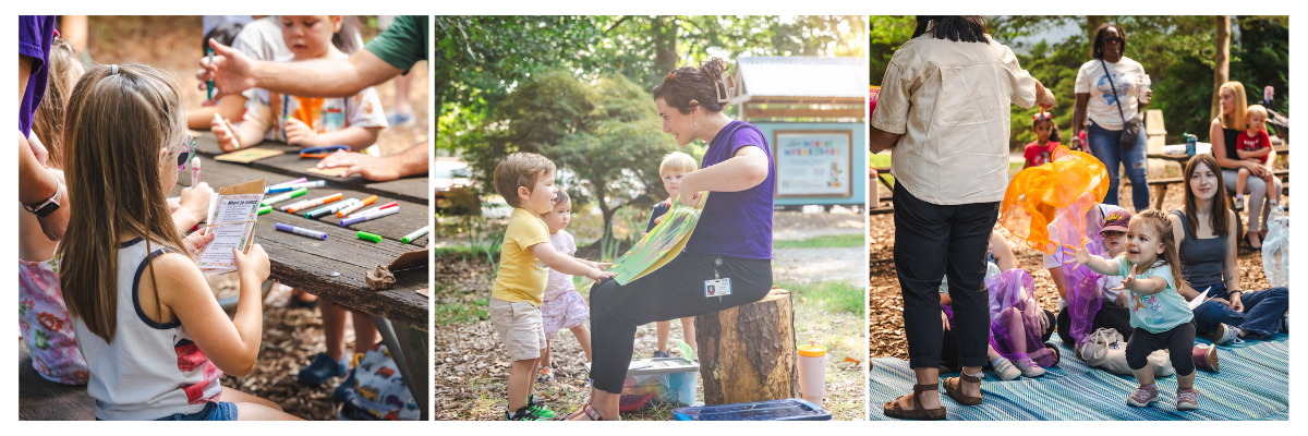 Three images consisting of children doing activities during Wonder Wednesdays.